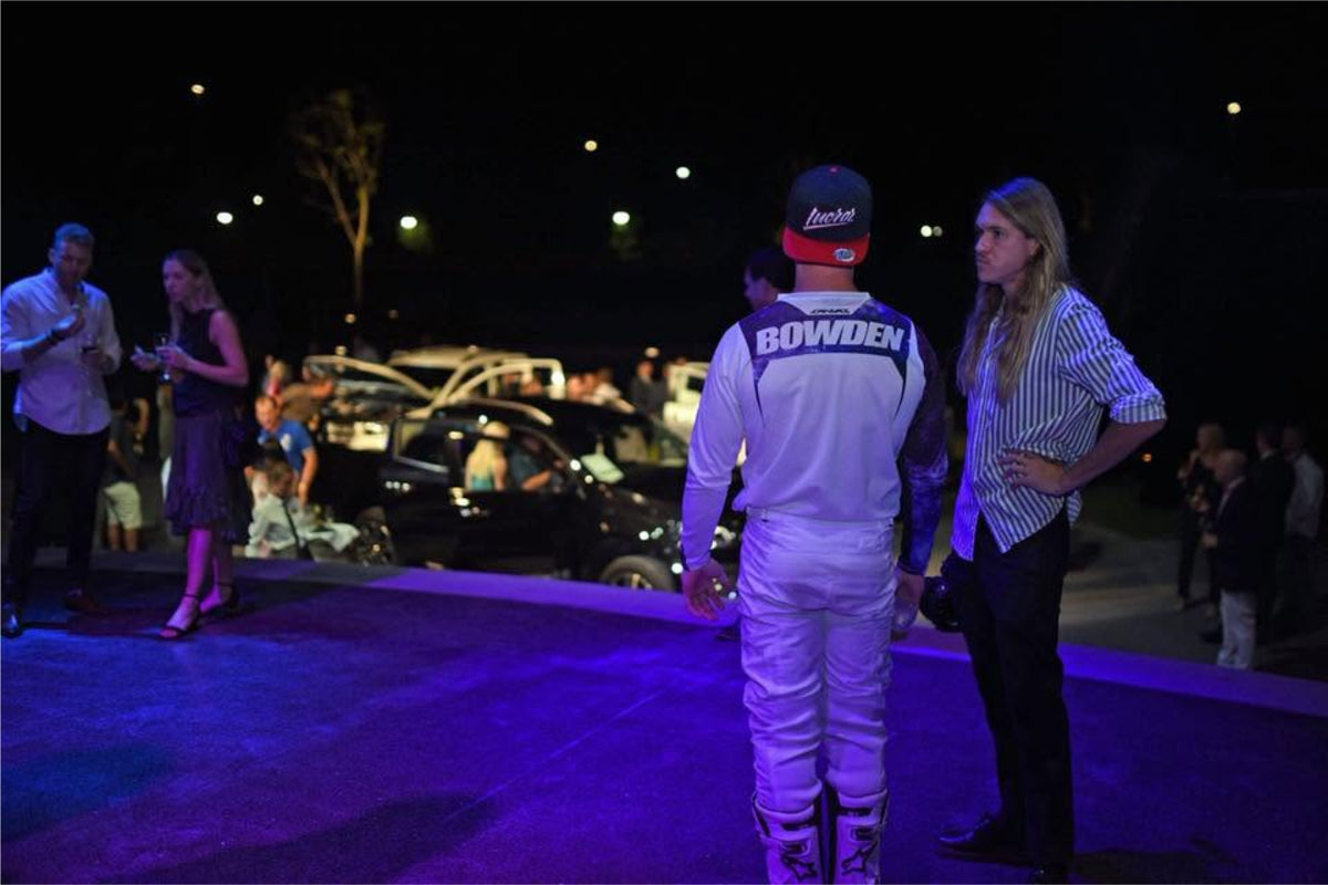 Pat Bowden talking with a guest at the Mercedes-Benz X-Class launch